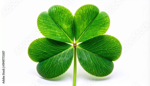 Four-leaf clover, green leaf with white background