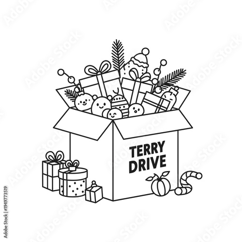 Terry Drive Holiday Gift Box Outline vector illustration