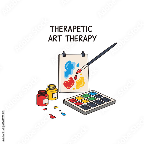 Therapeutic Art Therapy Painting Still Life vector illustration
