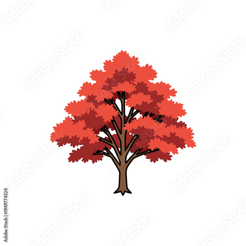 Red Maple Tree Icon vector illustration