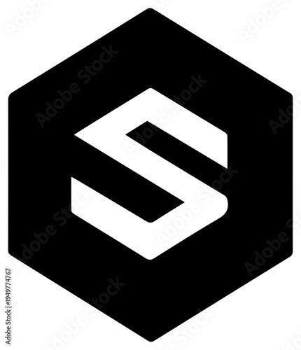 Black hexagonal icon with white saml single sign on sso symbol graphic resource for authentication