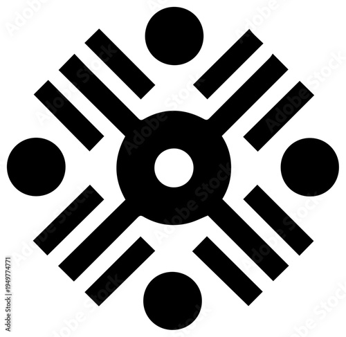 Solid black filled icon of role mining access pattern on white background for technology and business concepts