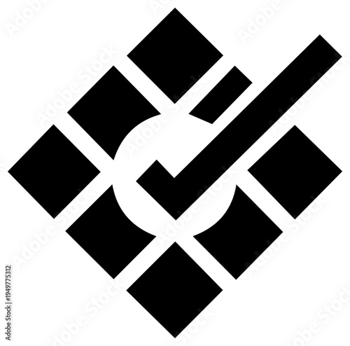 Solid black filled icon of separation of duties concept for business and technology