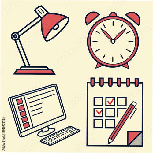 Red and white for business and organization on a beige background lamp