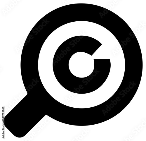 Proactive threat hunting concept represented by a magnifying glass symbol with a stylized 'c' inside symbolizing cybersecurity investigation and digital security analysis