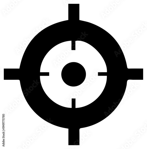 Black abstract target crosshair icon symbolizing focus precision and aiming for a specific objective representing strategic planning and goal achievement in business or technology