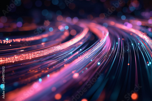 Fototapeta High speed big data flowing trough virtual cables