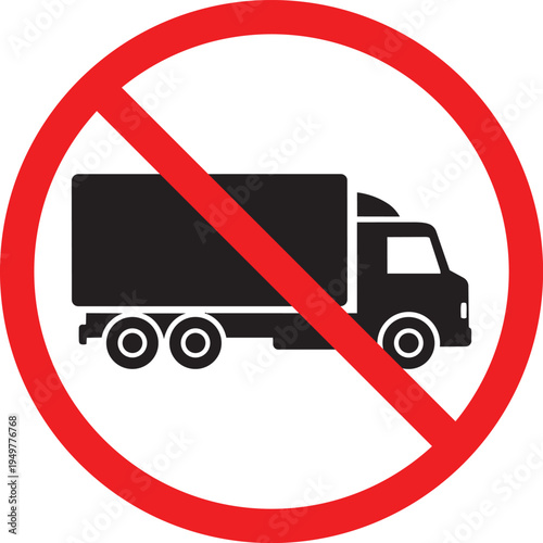 No trucks allowed sign prohibition symbol for heavy vehicles vector illustration for traffic regulations and restricted areas white background