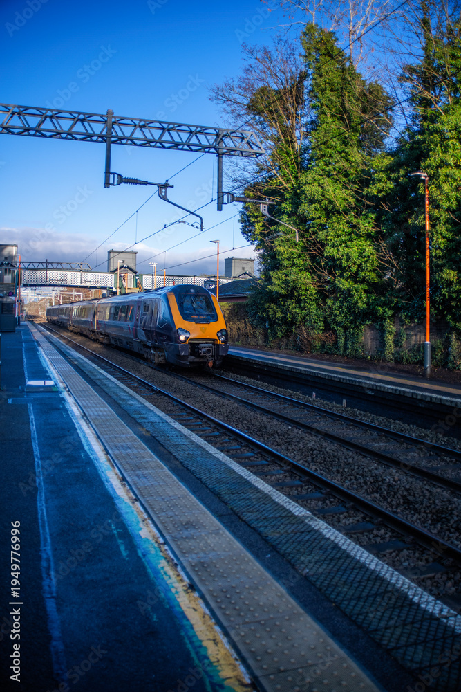 Obraz premium British Rail electrification Electric powered trains Worcestershire England UK Great British Railways