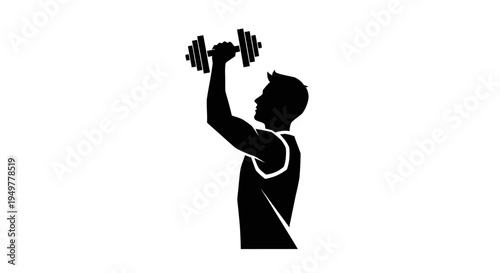 Man lifting dumbbell exercising fitness.