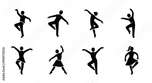 Silhouettes of people dancing poses.