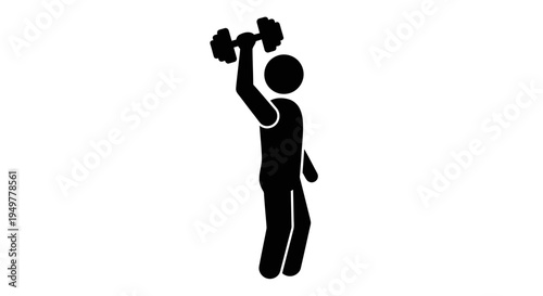 Person lifting dumbbell in air.