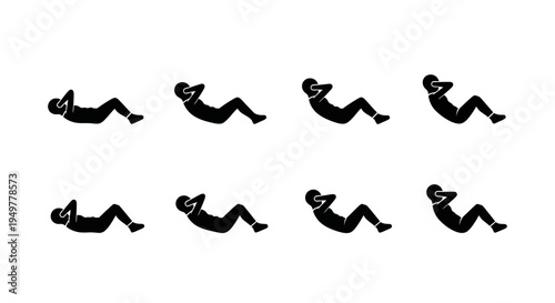Silhouettes of people doing crunches exercise.