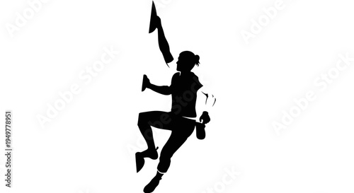 Person silhouette jumping with flag.