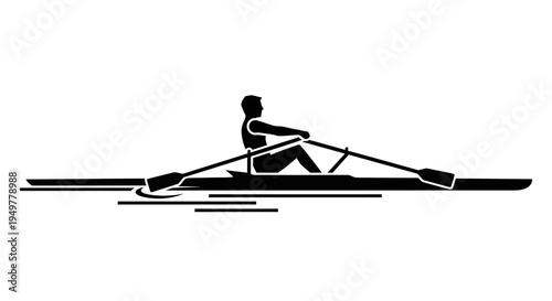 Person Rowing a Boat with Oars.