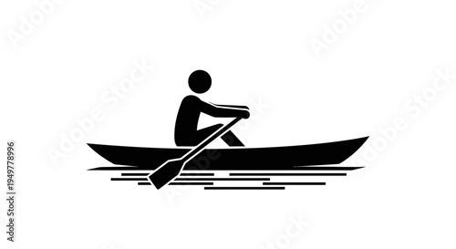Person Rowing a Small Boat.