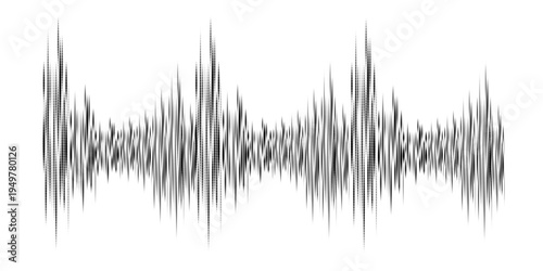 Vector retro grunge sound wave pattern. Audio equalizer halftone design with pulse effect