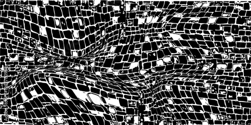 Crocodile, dinosaur and snake reptile skin pattern of animal leather, vector background. Abstract black and white crocodile or snake skin texture pattern of python, alligator or snakeskin lizard print