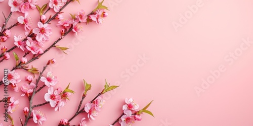 Blossoming Cherry Tree Branches in Springtime Glow