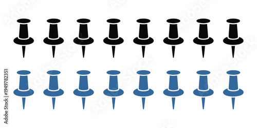 Push pin icon, office and stationery vector symbol, simple outline and glyph style illustration for marking locations, notes or important points, isolated on white background for digital and print