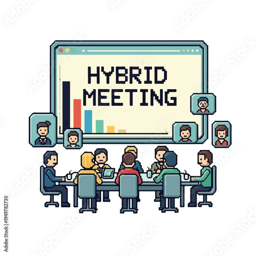 Hybrid Meeting Concept Remote and In Person Team Collaboration