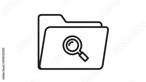 Searching folder with magnifying glass on documents