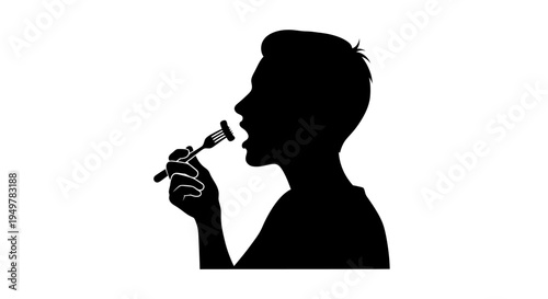 Silhouette of man smoking cigarette.