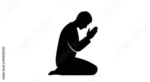 Man Kneeling in Prayer Silhouette.