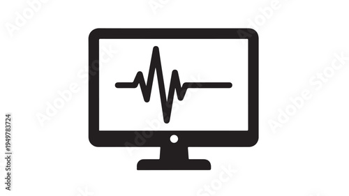 A medical monitor displays a vital sign waveform on its screen in a hospital.
