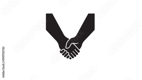 Two businesspeople shake hands in a professional setting with partnership and agreement