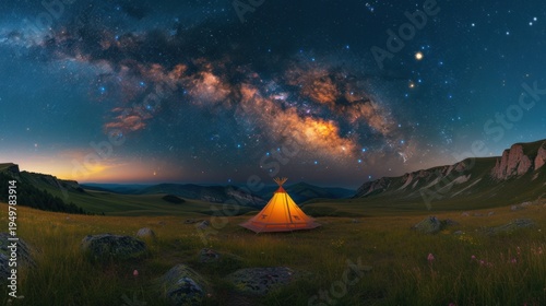 Starry Night Camping in the Mountain Wilderness