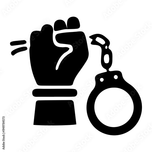 Fist Breaking Handcuffs Icon