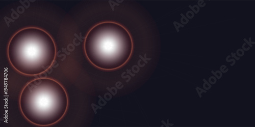 3D red black dynamic techno background on dark space. Tech banner with rotating circles style decoration. Modern graphic design element
