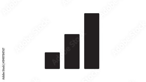 A bar chart illustration shows three black bars of different heights on a white background