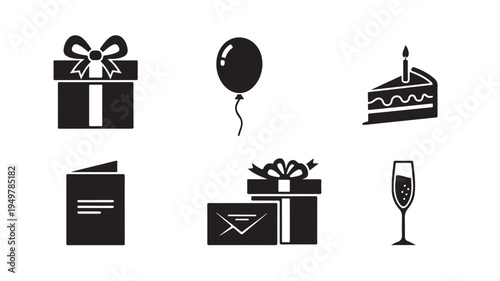 A festive scene with gifts, cake, and a balloon celebrating an occasion indoors.