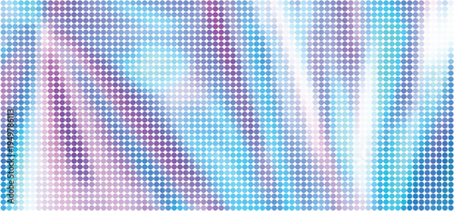 Holographic pearlescent disco cover. Gradient dot shapes texture. Trendy minimal rainbow wallpaper. Half tone gradient dot background. Vector