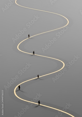 Serpentine route showing complicated decisions and alternative paths. Blank space for future business strategy or complex problem solving, strategy, abstract, minimal