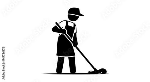 Man using push lawn mower outdoors.