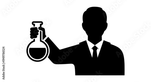 Businessman holding a chemistry flask.