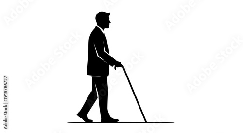 Man walking with white cane.