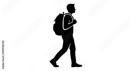 Person walking with backpack on.