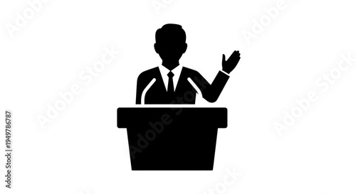 Businessman Speaking at a Podium Silhouette.