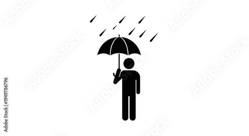 Person Holding Black Open Umbrella Alone.