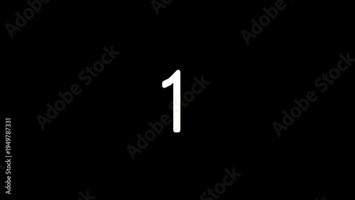 4K countdown from 5 to 1 with smooth fade in on black