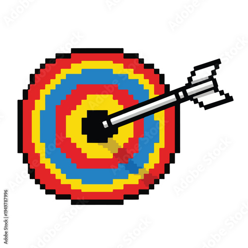 Pixel art target with arrow hitting bullseye