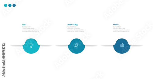 Modern minimalist, elegant, clean, circular steps, editable infographic design template