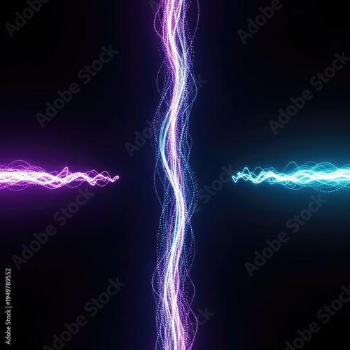 Abstract background with intense luminous energy flow, vibrant light rays, and glowing digital particles creating a futuristic pattern, intense, bright, cosmic