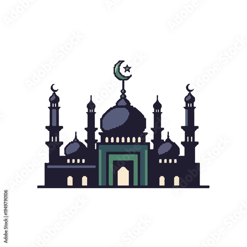 Mosque with crescent moon and star on top Islamic architecture