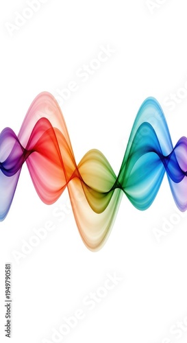 Abstract energetic background featuring a bright pulsating gradient wave on a clean white field. Dynamic design template, motion, design, clean