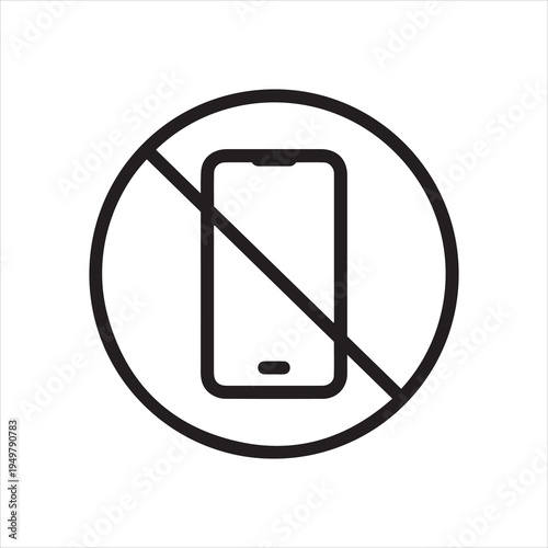 No smartphone, linear icon. Digital detox or restricted use. Line with editable stroke.